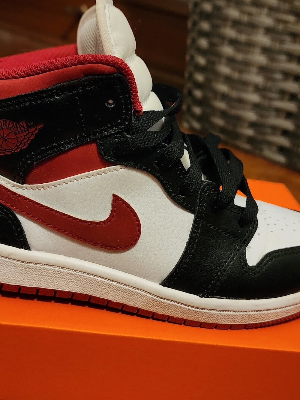 Nike Kids Sneakers White Black Red Air Jordan Style